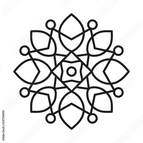 Simple Mandala Shape for Coloring. Vector Mandala. Floral. Flower. Oriental. Book Page. Outline.