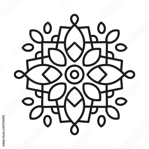 Simple Mandala Shape for Coloring. Vector Mandala. Floral. Flower. Oriental. Book Page. Outline.