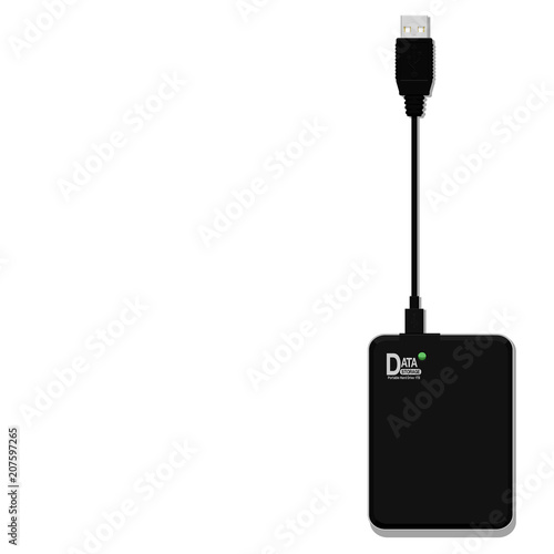 Isolated portable hard drive on transparent background