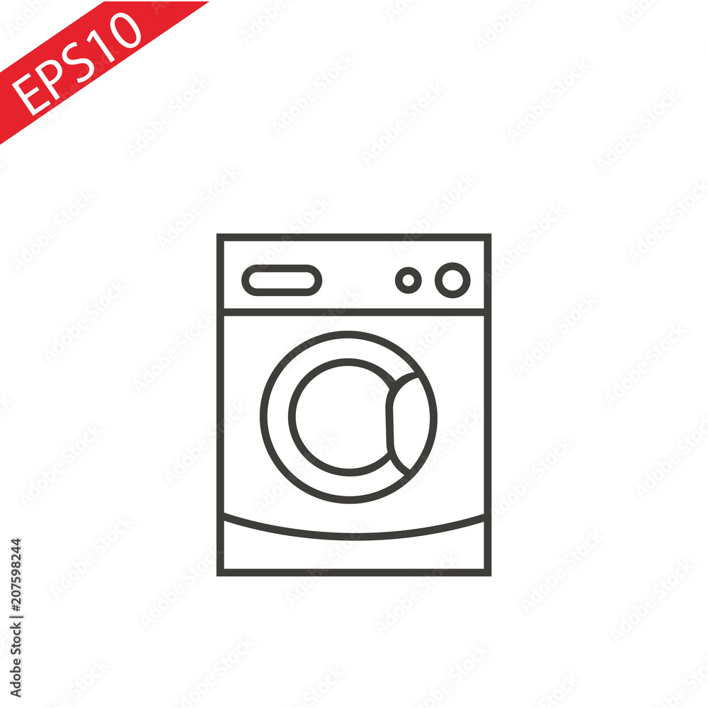 Symbol of Washing Machine Thin line Icon of Home Appliances. Stroke Pictogram Graphic for Web Design. Quality Outline Vector Symbol Concept. Premium Mono Linear Beautiful Plain Laconic Logo Symbol of Washing Machine Thin line Icon of Home Appliances. Stroke Pictogram Graphic for Web Design. Quality Outline Vector Symbol Concept. Premium Mono Linear Beautiful Plain Laconic Logo