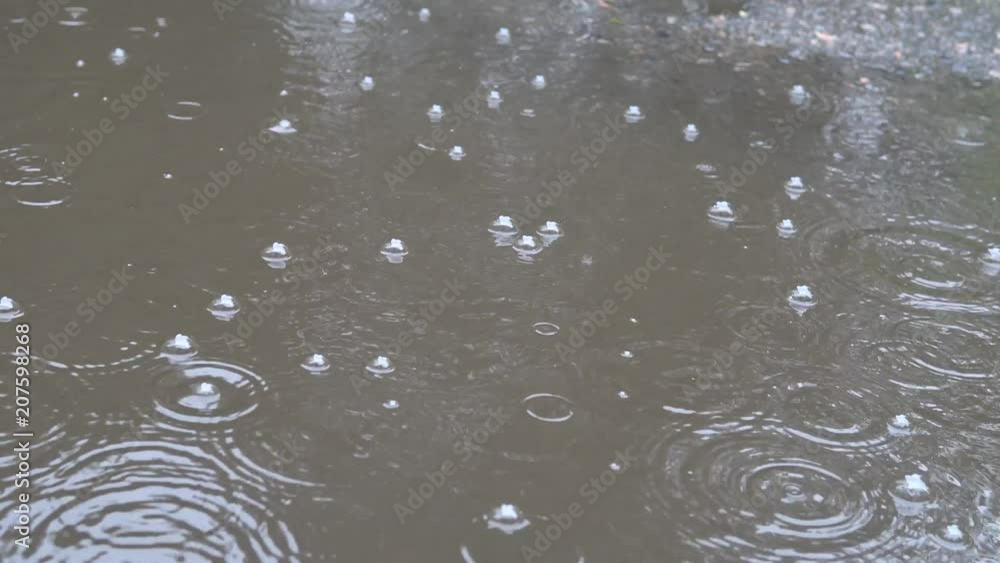 It rains and forms bubbles on the water. Puddles It rains and forms bubbles on the water. Puddles