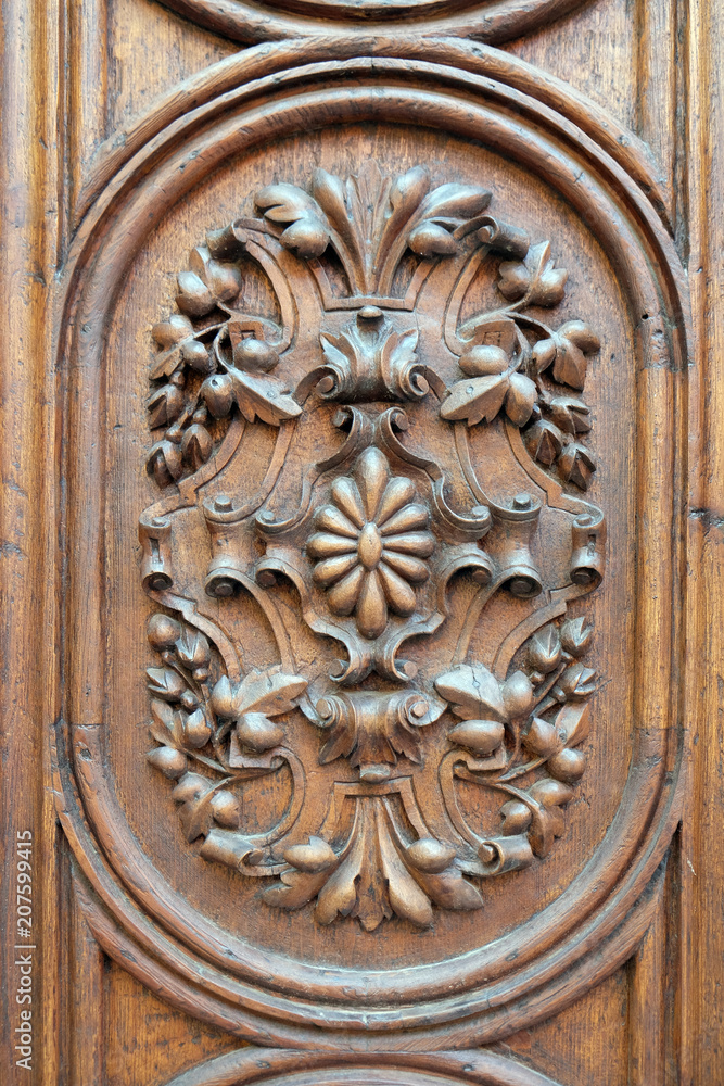 Detail of the ornate door in old town Gradec in Zagreb, Croatia 