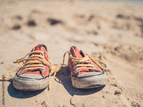 Sneakers on the beach