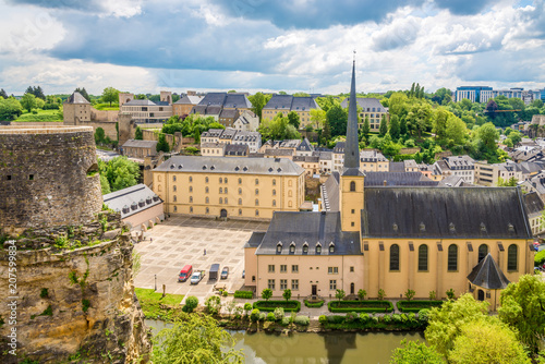 View at the church of Saint Jean du Gard with abbey, Luxembourg City