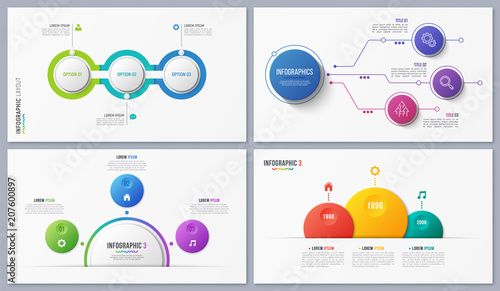 Set of contemporary infographic designs, concepts, templates wit