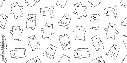 bear seamless pattern polar bear vector panda doodle isolated background repeat wallpaper