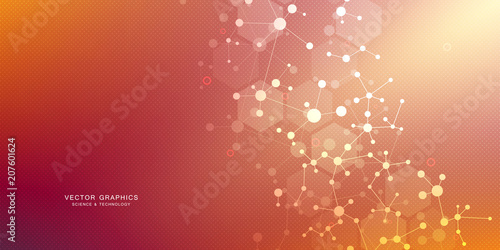 Molecular structure background. Abstract background with molecule DNA. Medical, science and digital technology with connected lines and dots.
