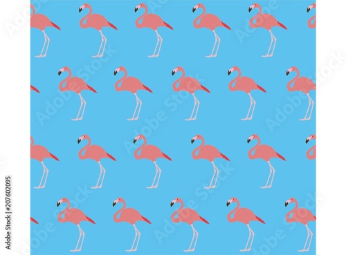 Seamless pattern with realistic pink flamingos © Aleksandr