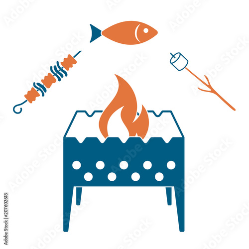 Grilled fish, zephyr and  kebab icon