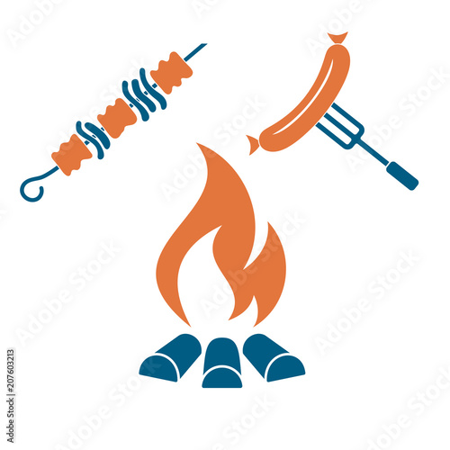 Grilled kebab and sausage icon