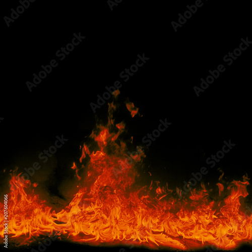 Flames of fire on black background. Abstract illustration of fire
