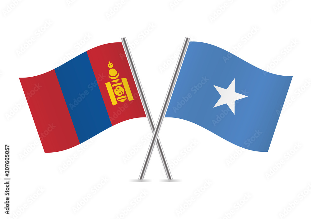 Mongolia and Somalia flags. Vector illustration. Mongolia and Somalia flags. Vector illustration.
