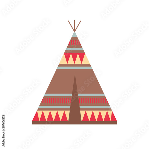 Indian Wigwam with Ornamental Elements. Ethnic Tribal Teepee. Boho style.