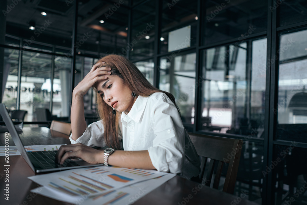 a woman in feeling exhausted and depressed from frustrated. anxiety concept. a woman in feeling exhausted and depressed from frustrated. anxiety concept.