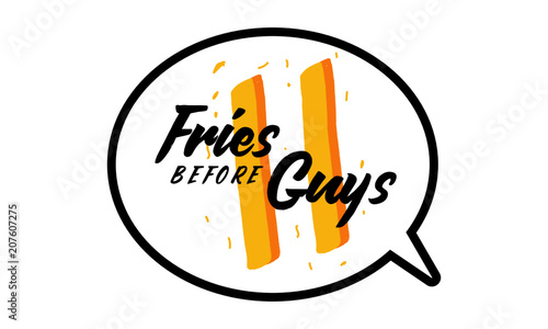 Fries Before Guys Party props for marriage, bachelor party, house party, food event. vector illustration.