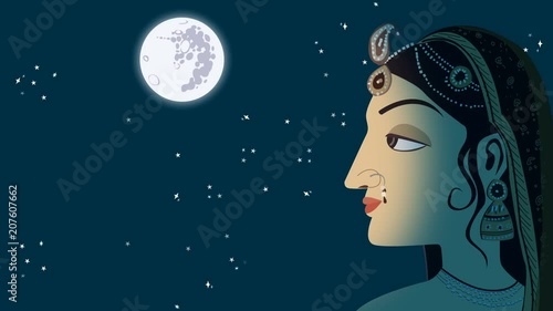 Wallpaper Mural Traditional Indian Hindu Woman on a Full Moon Night Torontodigital.ca