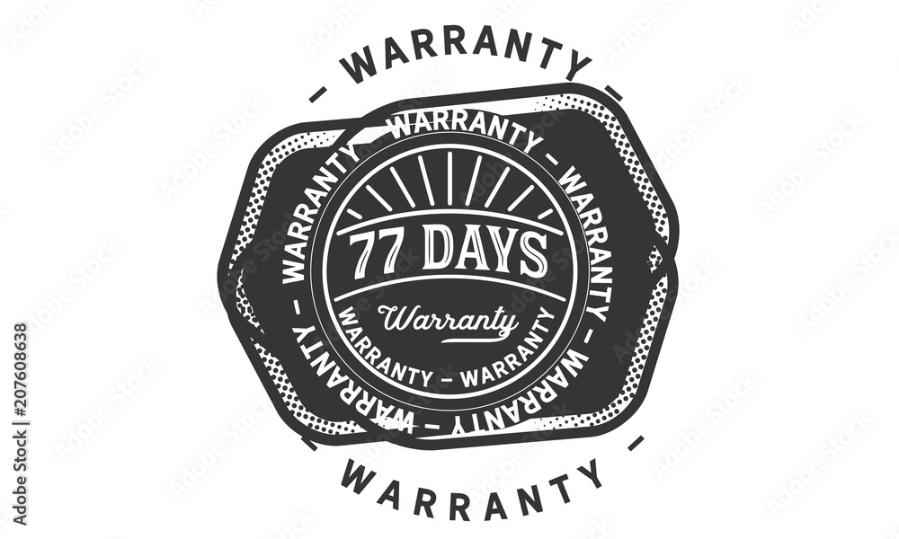 Fototapeta premium 77 days warranty icon vintage rubber stamp guarantee