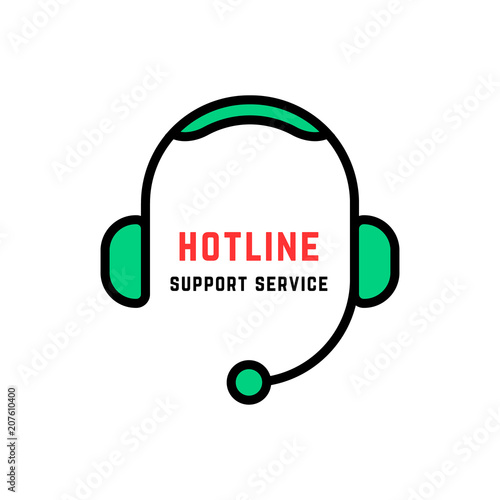 linear style abstract hotline logo isolated on white