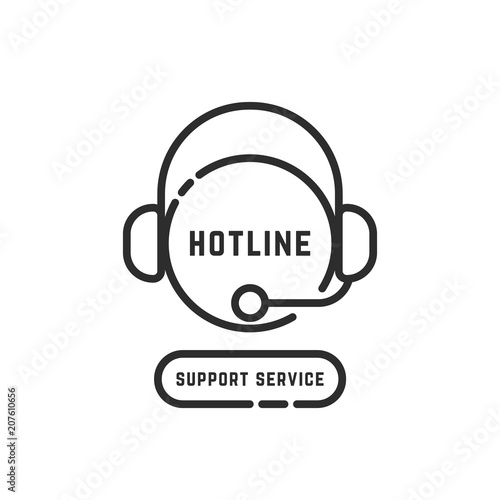 hotline support service black thin line logo