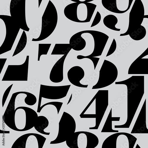 Sliced Serif Numbers Seamless Pattern