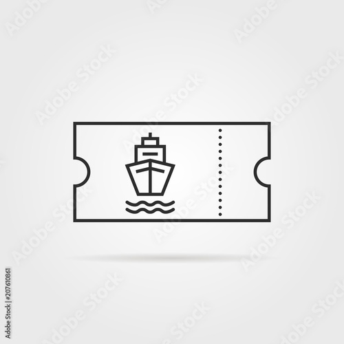 thin line marine boat ticket black icon