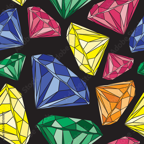 Colorful Brilliant Cut Diamond Seamless Pattern