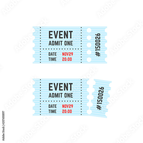whole and torn raffle ticket stub icon