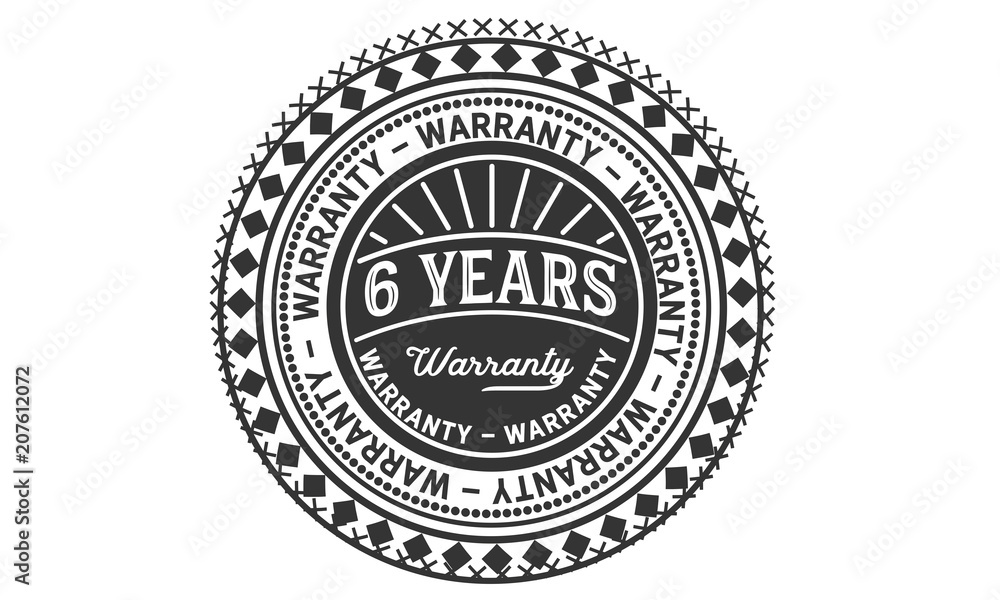 6 years warranty icon vintage rubber stamp guarantee