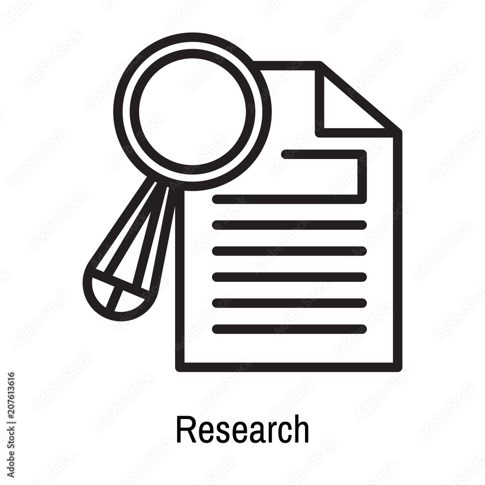 Research Icon Vector Sign And Symbol Isolated On White Background Research Icon Vector Sign And Symbol Isolated On White Background