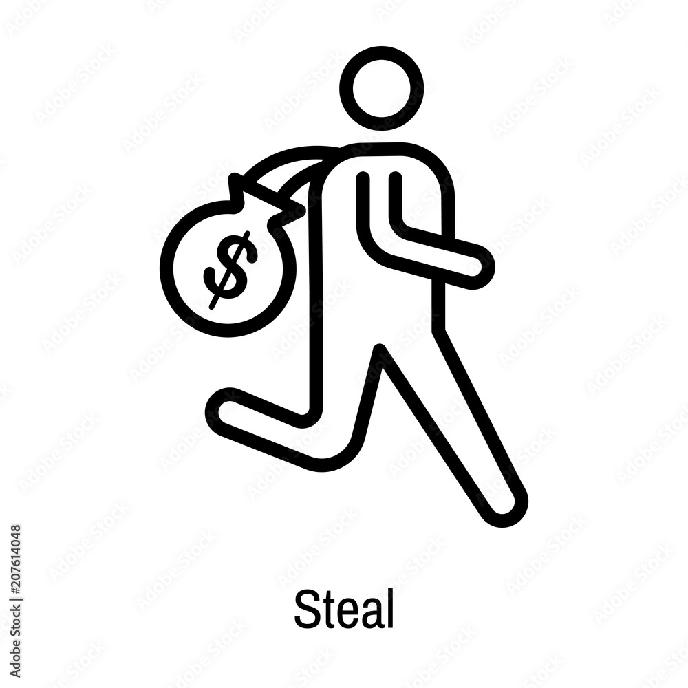 Steal icon vector sign and symbol isolated on white background Steal icon vector sign and symbol isolated on white background