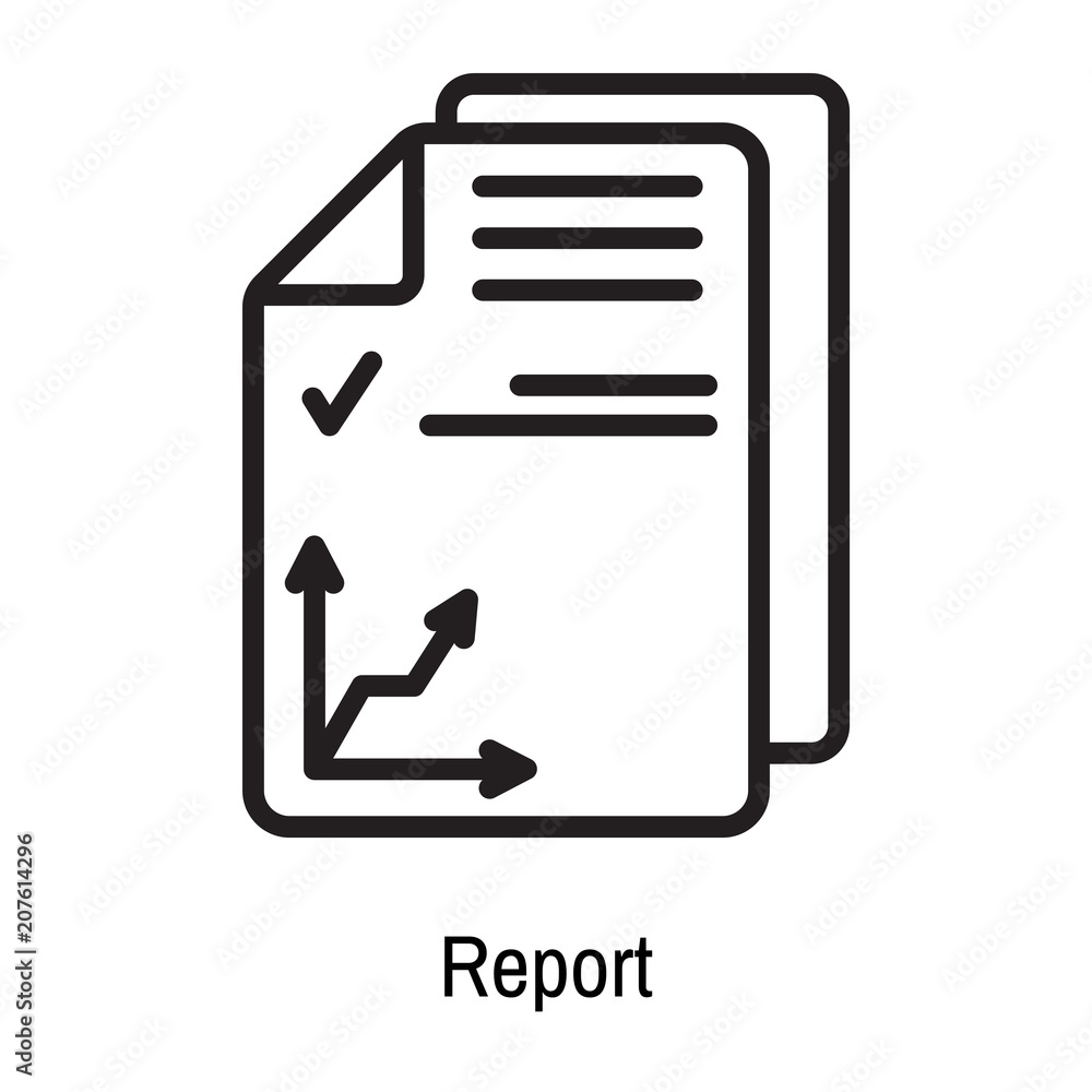 Report icon vector sign and symbol isolated on white background, Report logo concept Report icon vector sign and symbol isolated on white background, Report logo concept