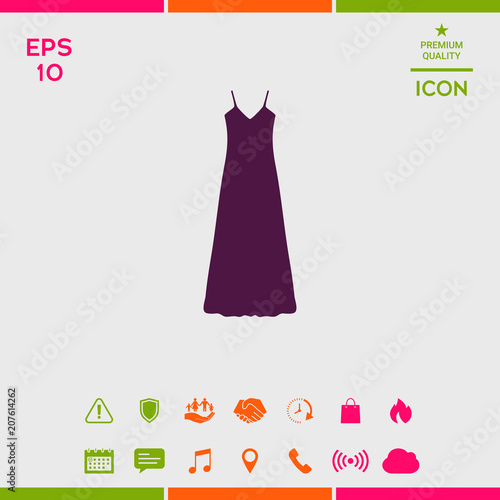Long Dress, Evening dress, combination or nightie , the silhouette. Menu item in the web design