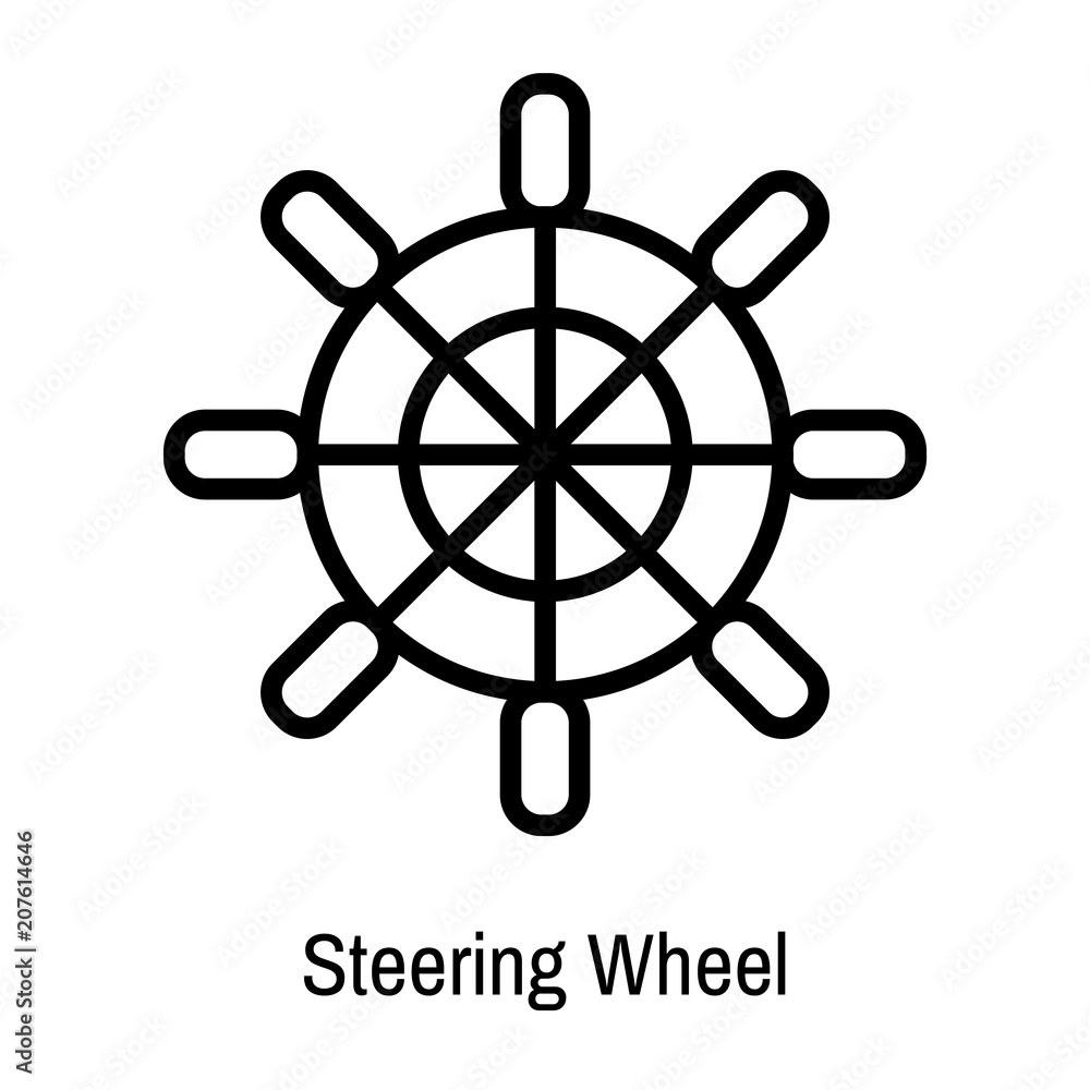 Obraz premium Steering Wheel icon vector sign and symbol isolated on white background, Steering Wheel logo concept