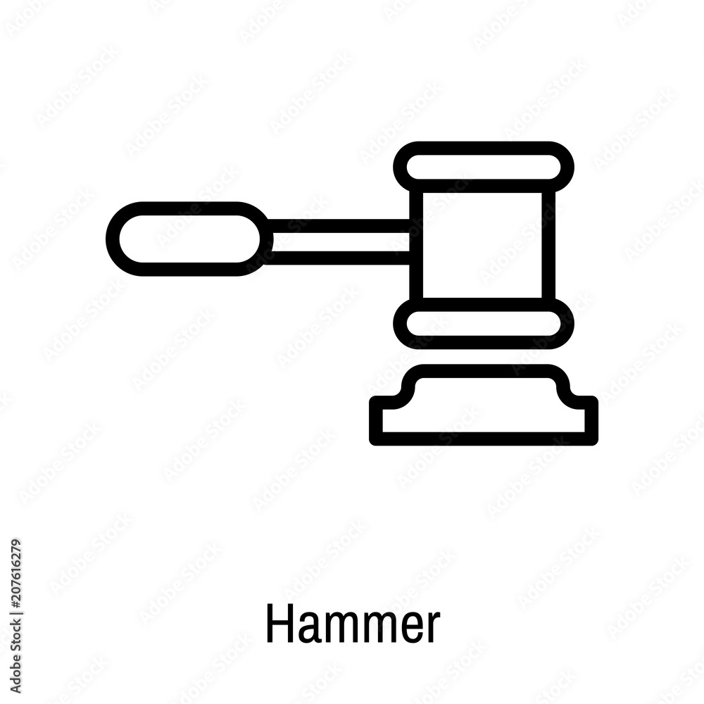 Hammer icon vector sign and symbol isolated on white background, Hammer logo concept Hammer icon vector sign and symbol isolated on white background, Hammer logo concept
