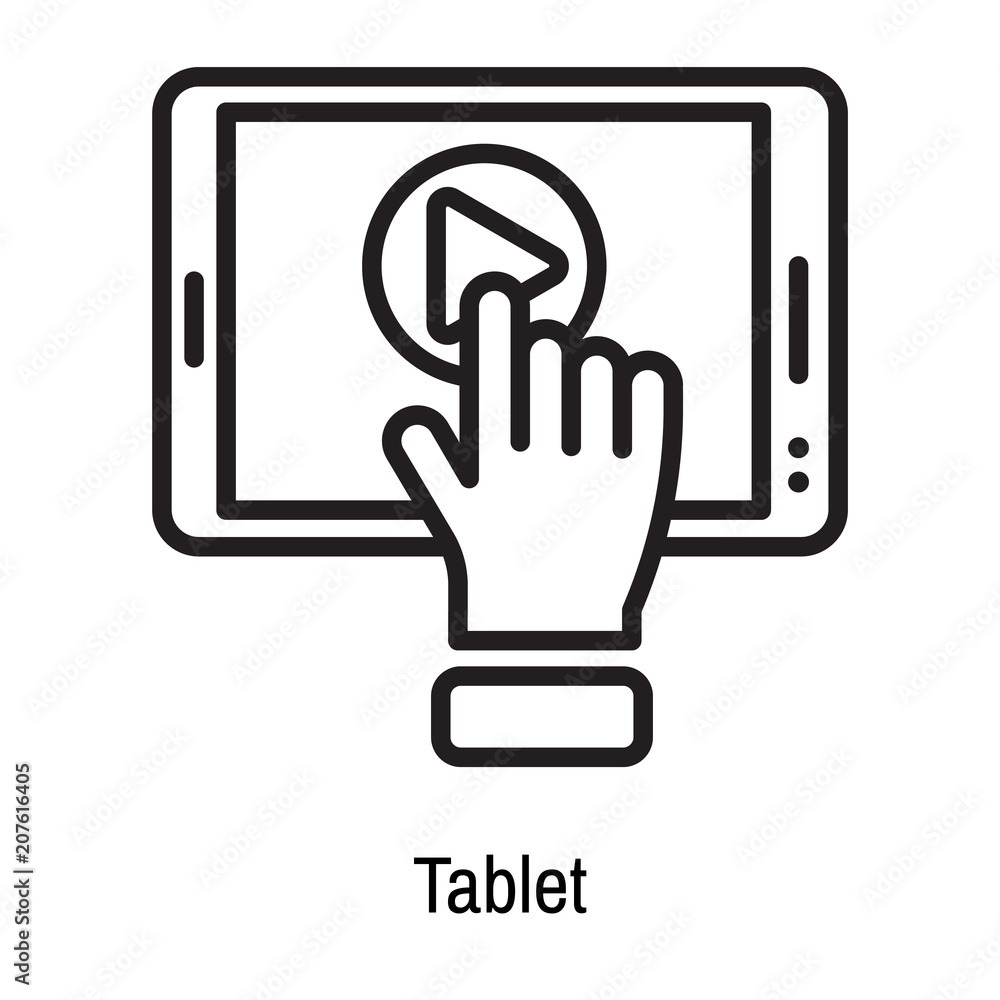 Tablet icon vector sign and symbol isolated on white background, Tablet logo concept Tablet icon vector sign and symbol isolated on white background, Tablet logo concept