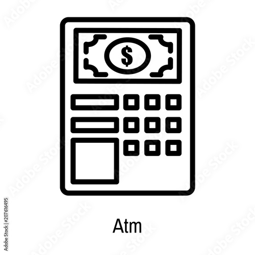 Atm icon vector sign and symbol isolated on white background