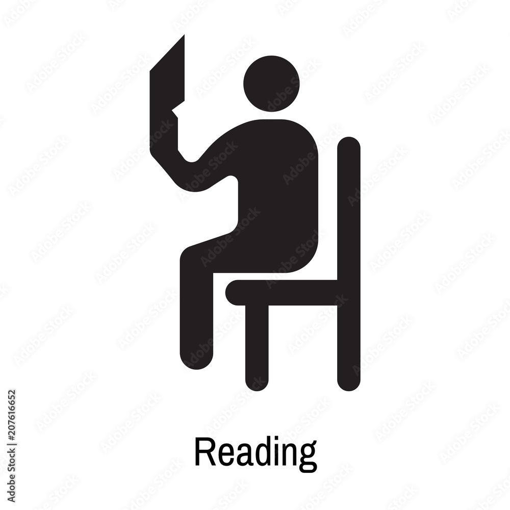Reading icon vector sign and symbol isolated on white background, Reading logo concept Reading icon vector sign and symbol isolated on white background, Reading logo concept