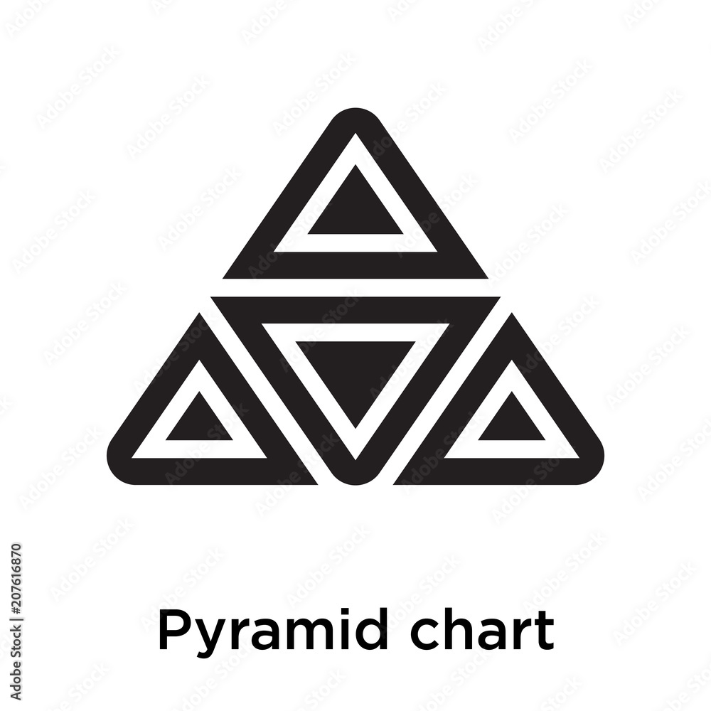 Pyramid chart icon vector sign and symbol isolated on white background, Pyramid chart logo concept