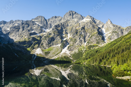 Lake Sea Eye (Morskie Oko) and the surrounding mountain peaks. © gubernat