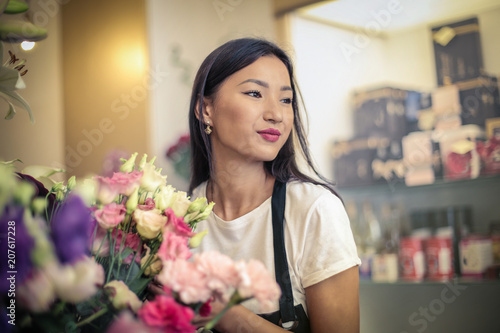 Charming florist at work