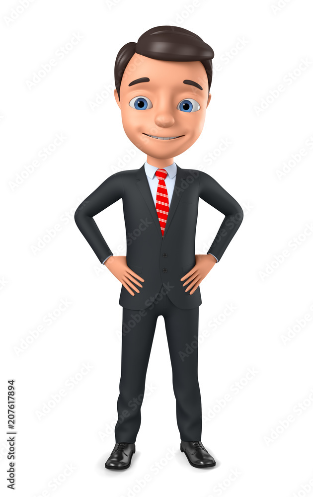 Businessman hands in the sides. Isolated on white background. 3d render illustration. Businessman hands in the sides. Isolated on white background. 3d render illustration.