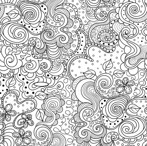 Abstract vector seamless pattern with ornamental curling figured lines. You can use any color of background