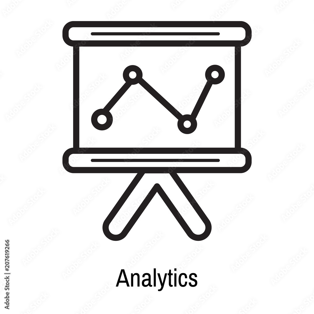 Analytics icon vector sign and symbol isolated on white background, Analytics logo concept Analytics icon vector sign and symbol isolated on white background, Analytics logo concept