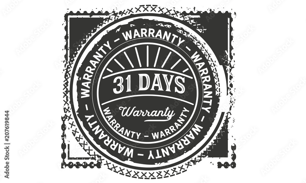 31 days warranty icon vintage rubber stamp guarantee