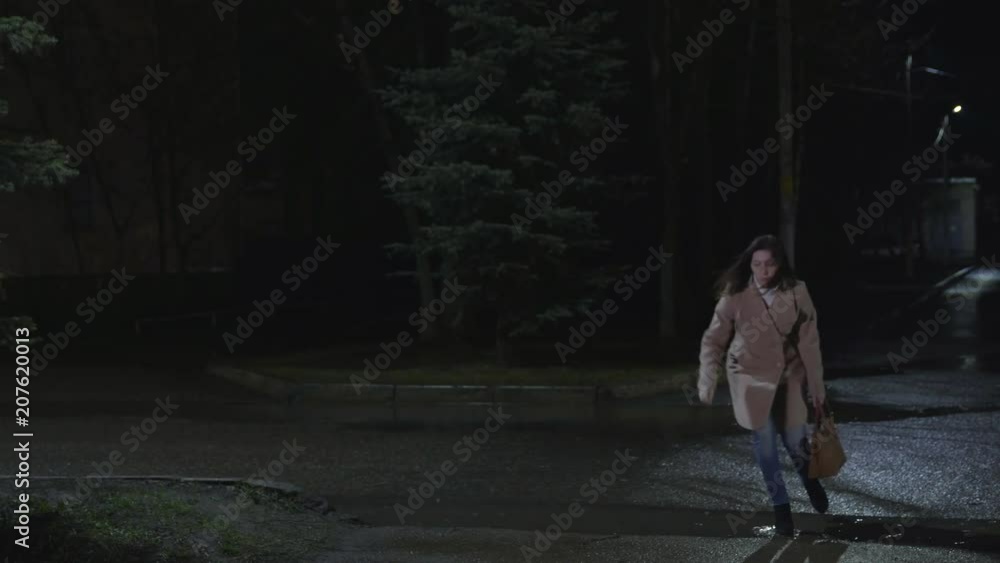 Drunk brunette returns home and is attacked by a robber at night Drunk brunette returns home and is attacked by a robber at night