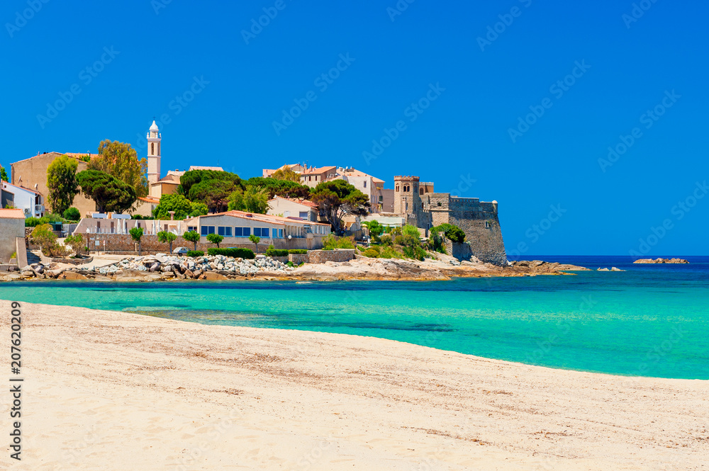 Beach and Coastline of Algajola, Corsica, France