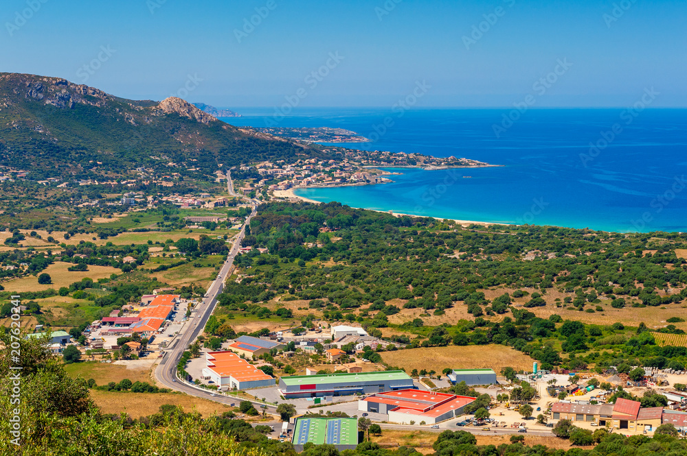 High angle view on the Village of Algajola, Corsica, France