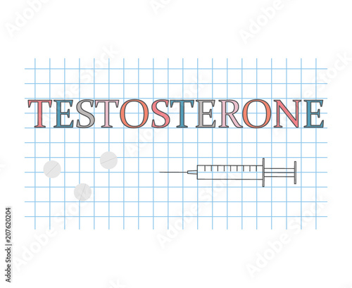 testosterone word on checkered paper sheet- vector illustration