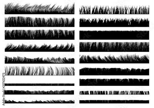 Set with grass silhouettes