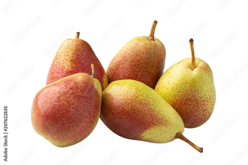 Group of pears sort of salmon isolated without shadow on white background Group of pears sort of salmon isolated without shadow on white background